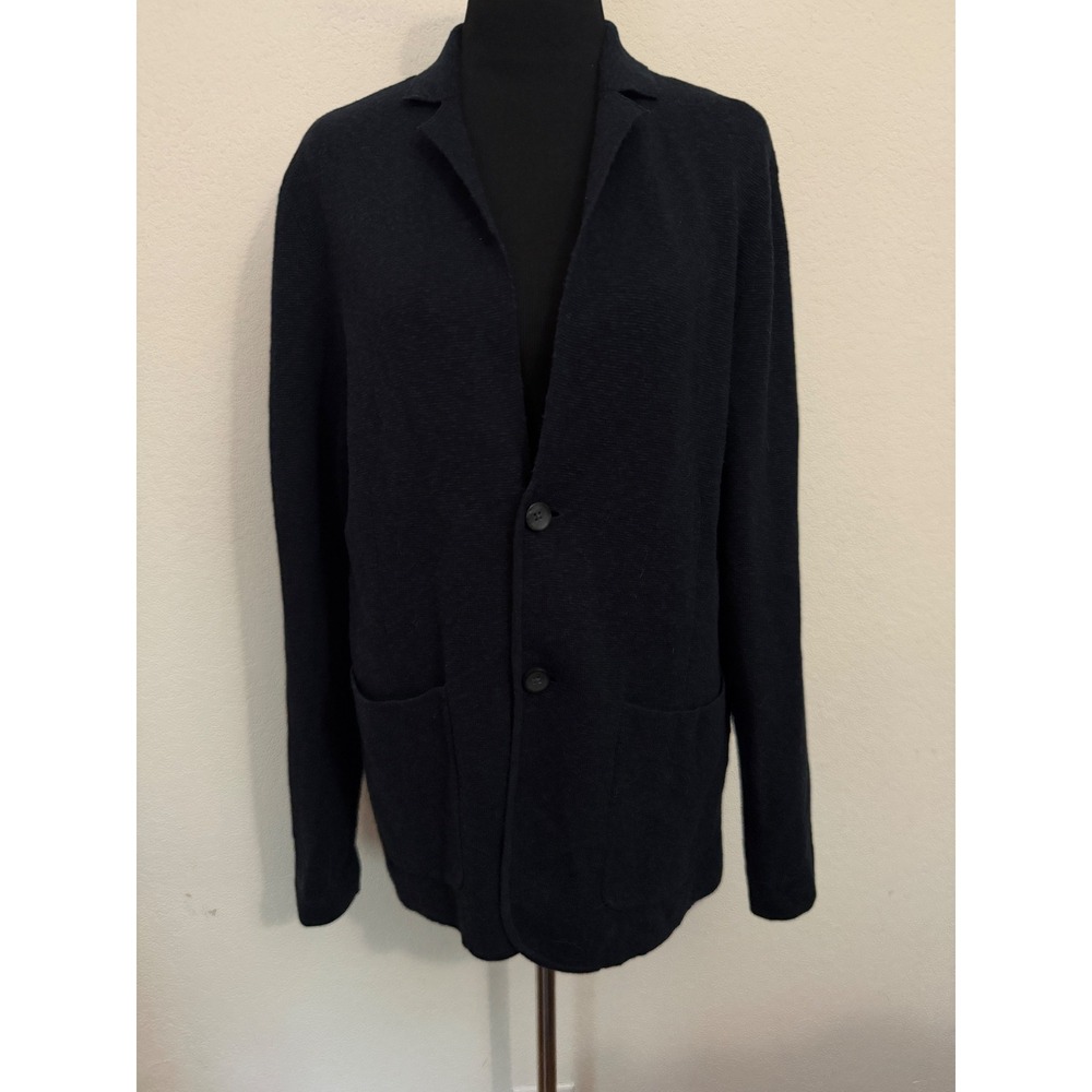 Michael Kors Navy Blue Italian Yarn Knit Blazer Sweater Jacket Womens Small